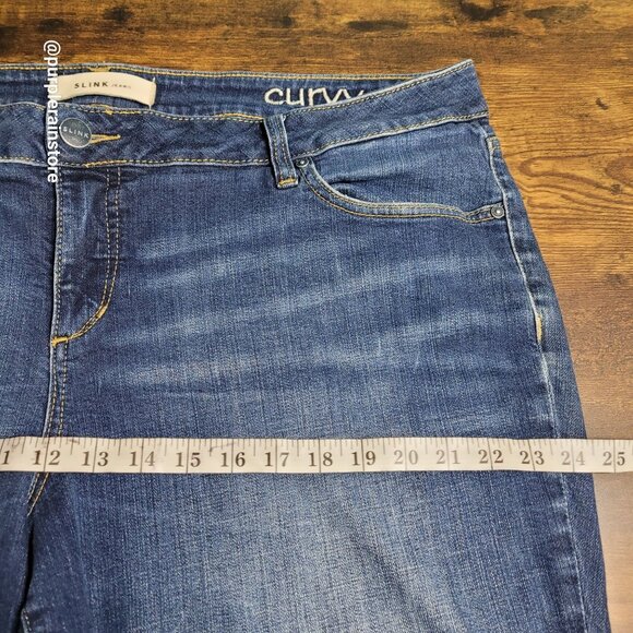Slink Jeans 20 Curvy Straight High Rise Tummy Control Medium Dark Wash - Picture 9 of 14